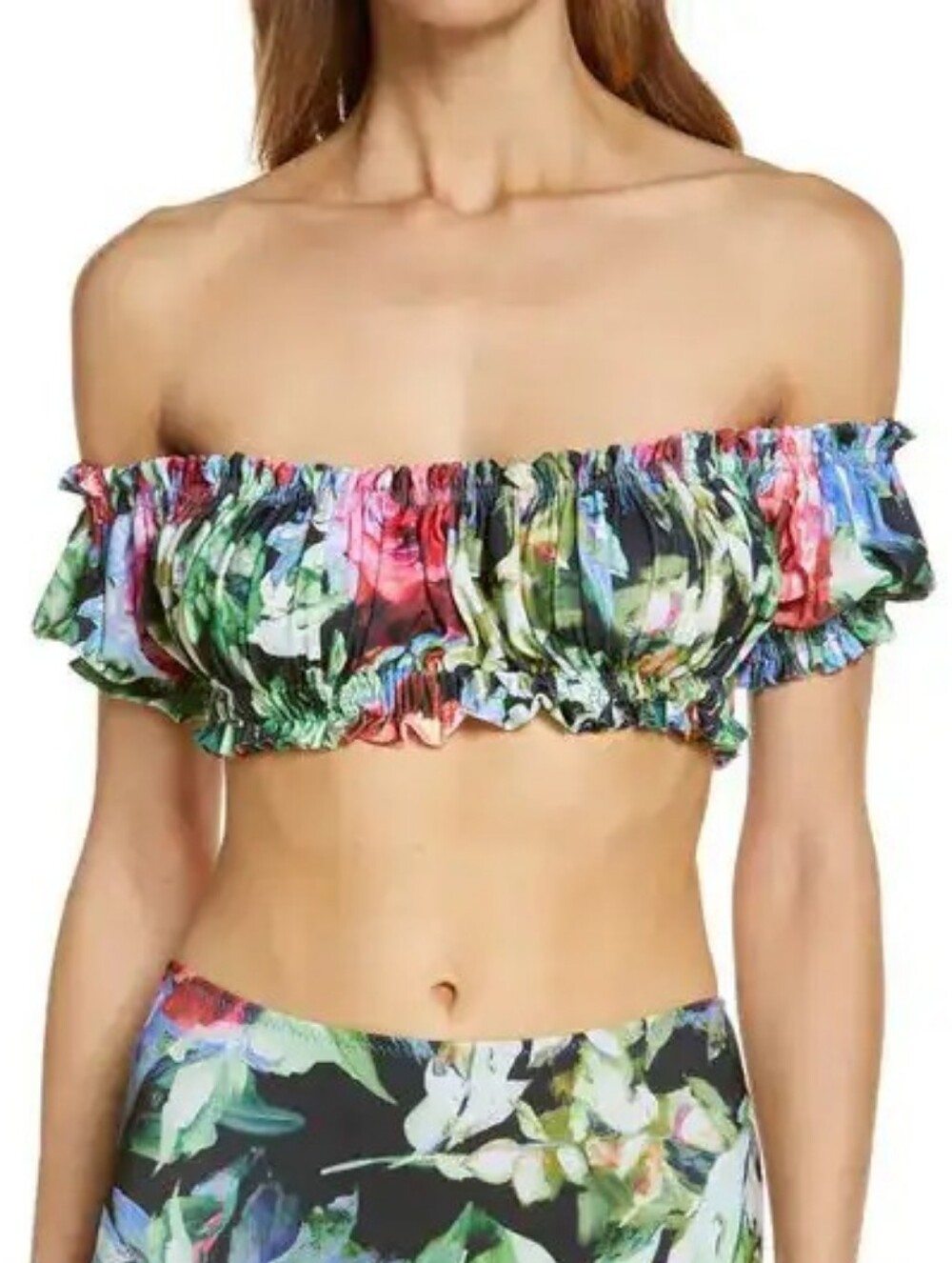NWT Norma Kamali Jose Puff-Sleeve Off The Shoulder Bikini Top XS